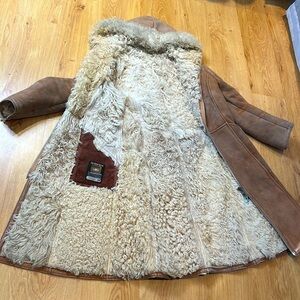 Antartex Women’s Size 10-12 Curly Lamb Lambskin Shearling Hooded Coat